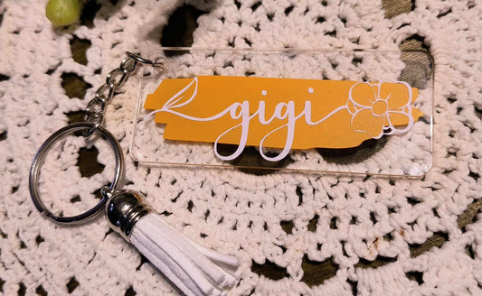 Acrylic Keychain - Rectangle - GIGI/Tangerine/White