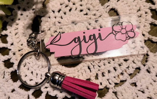 Acrylic Keychains - Rectangle - GIGI/Pink/Black