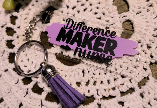 Acrylic Keychains - Rectangle - DIFFERENCE MAKER/Purple/Black