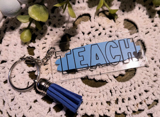 Acrylic Keychains - Rectangle - TEACH/Blue/Black