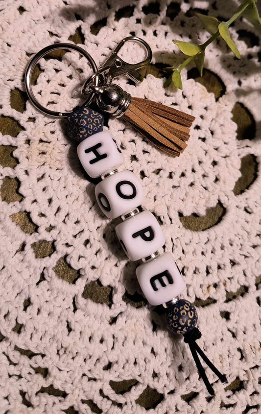 Letter Beads Keychain - HOPE/Navy