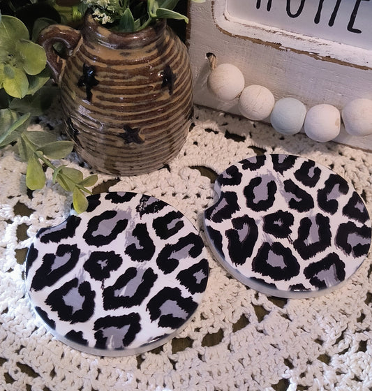 Car Coasters - Grey & Black Cheetah