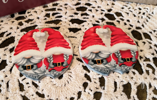 Christmas Ceramic Car Coasters - Gnome