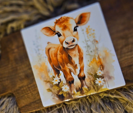 Desk Coaster 4x4 - Baby Cow