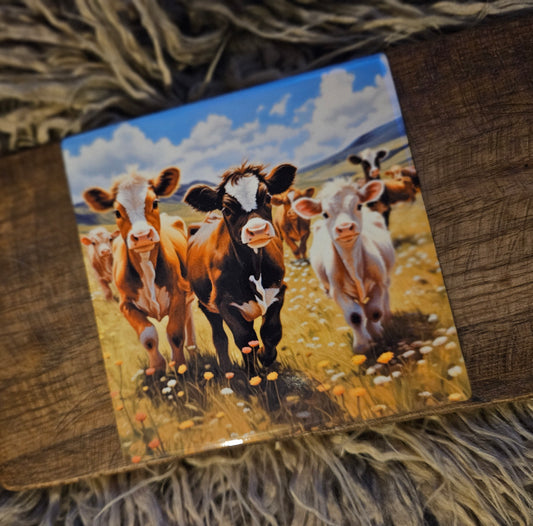 Desk Coaster 4x4 - 3 Cows